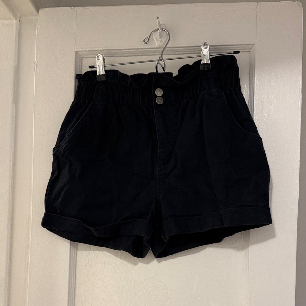 Oak + Fort Black Paperbag Denim Shorts